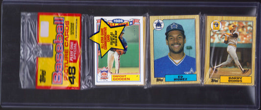 1987 Topps Baseball Rack Pack - Barry Bonds RC on Top