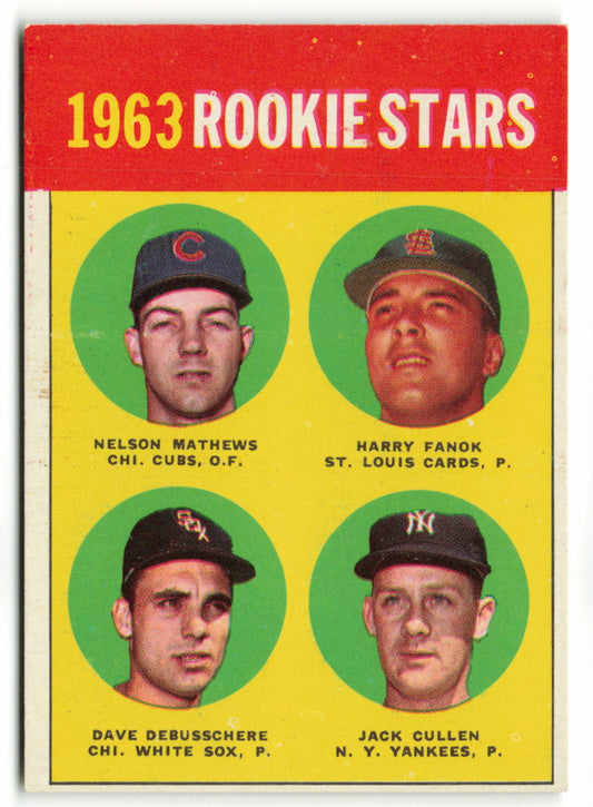 1963 Topps #054 1963 Rookie Stars (Nelson Mathews/Dave Debusshere/Jack Gullen)