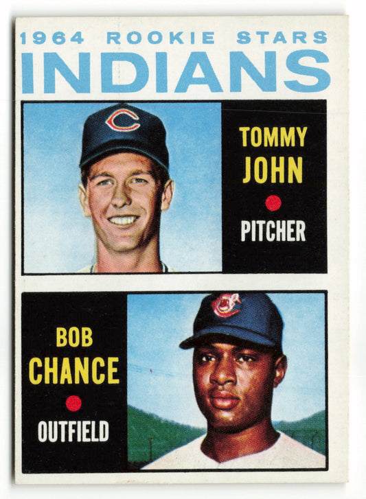 1964 Topps #146 Indians Rookie Stars (Tommy John/Bob Chance)