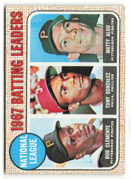 1968 Topps #001 Batting Leaders (Clemente/Gonzalez/Alou)
