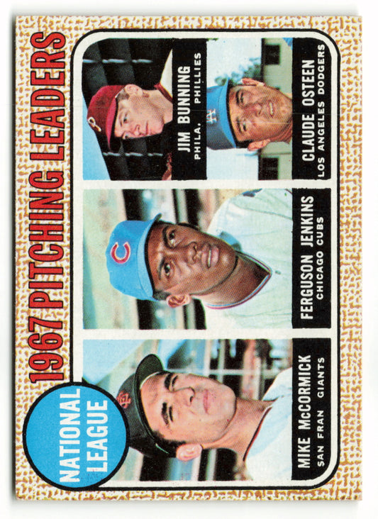 1968 Topps #009 Pitching Leaders  (McCormick/Jenkins/Bunning/Osteen)