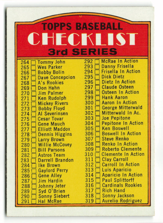 1972 Topps #251a Checklist 3rd Series Checklist, VAR: Larger print on front