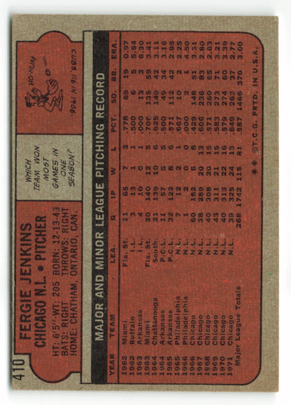 1972 Topps #410 Fergie Jenkins