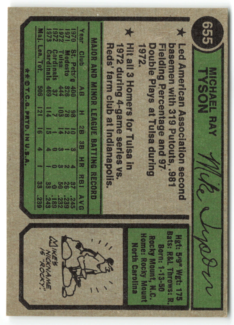 1974 Topps #655 Mike Tyson RC