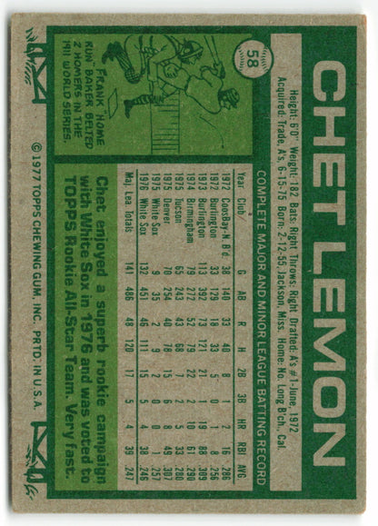 1977 Topps #058 Chet Lemon