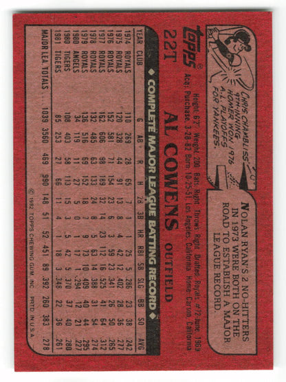 1982 Topps Traded #022T Al Cowens