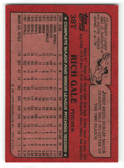 1982 Topps Traded #038T Rich Gale