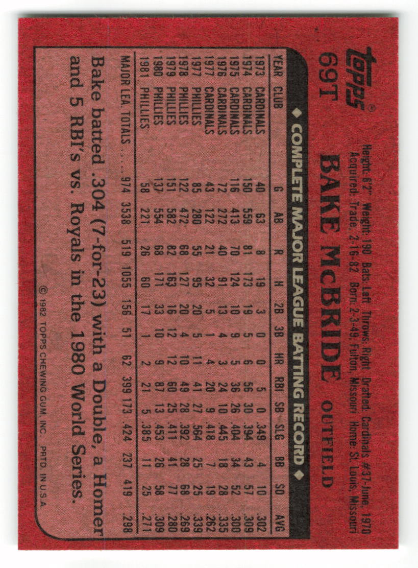 1982 Topps Traded #069T Bake McBride