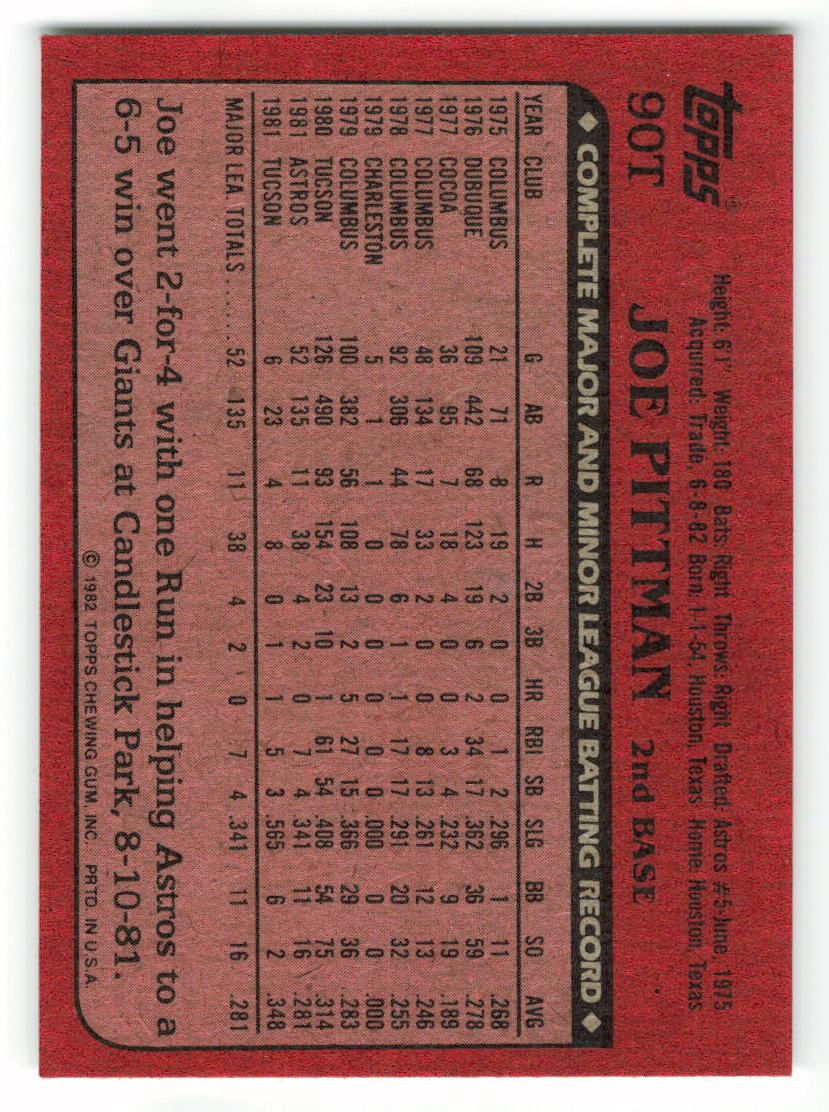 1982 Topps Traded #090T Joe Pittman