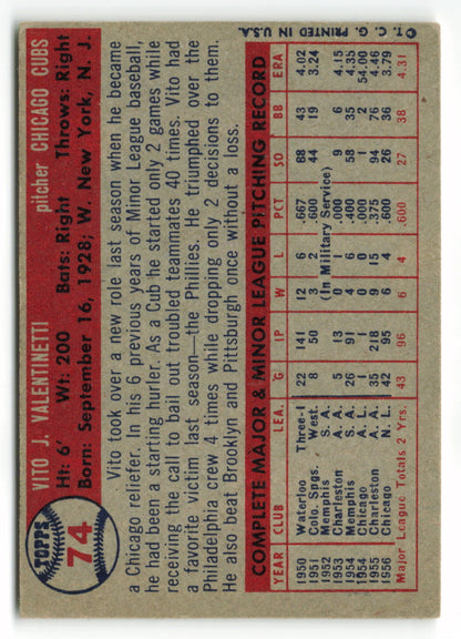 1957 Topps #074 Vito Valentinetti RC