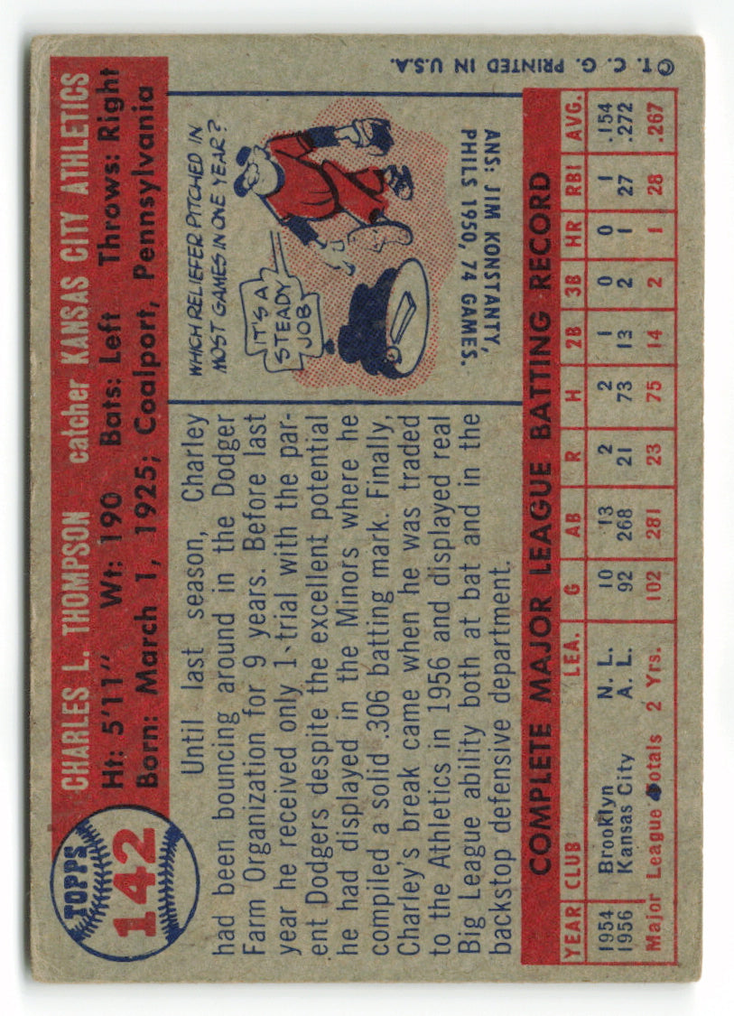 1957 Topps #142 Tim Thompson