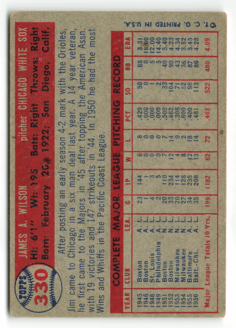 1957 Topps #330 Jim Wilson