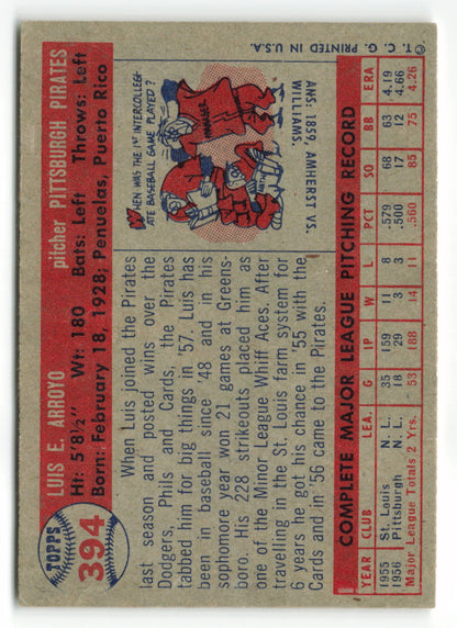 1957 Topps #394 Luis Arroyo