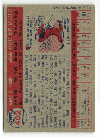 1957 Topps #402 Jim Pisoni RC