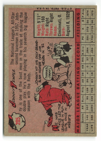 1958 Topps #205 Johnny Temple