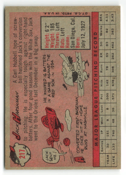 1958 Topps #217 Jack Harshman