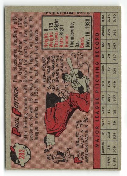 1958 Topps #282 Paul Foytack