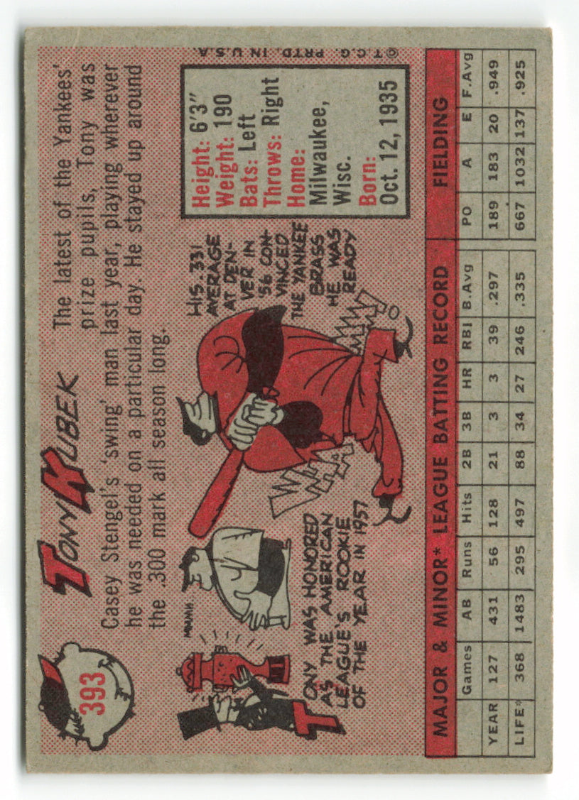 1958 Topps #393 Tony Kubek