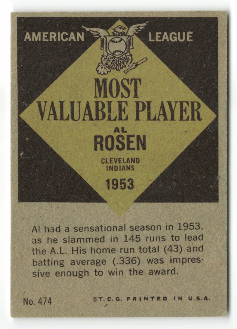 1961 Topps #474 Al Rosen MVP