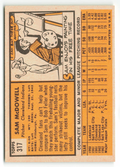 1963 Topps #317 Sam McDowell