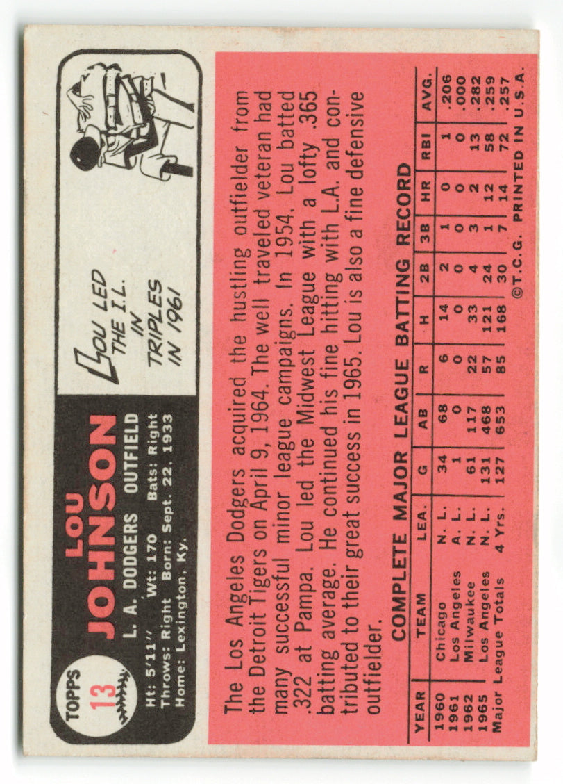 1966 Topps #13 Lou Johnson