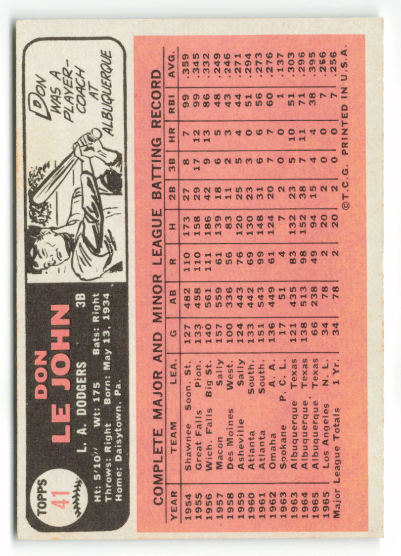 1966 Topps #041 Don Le John RC