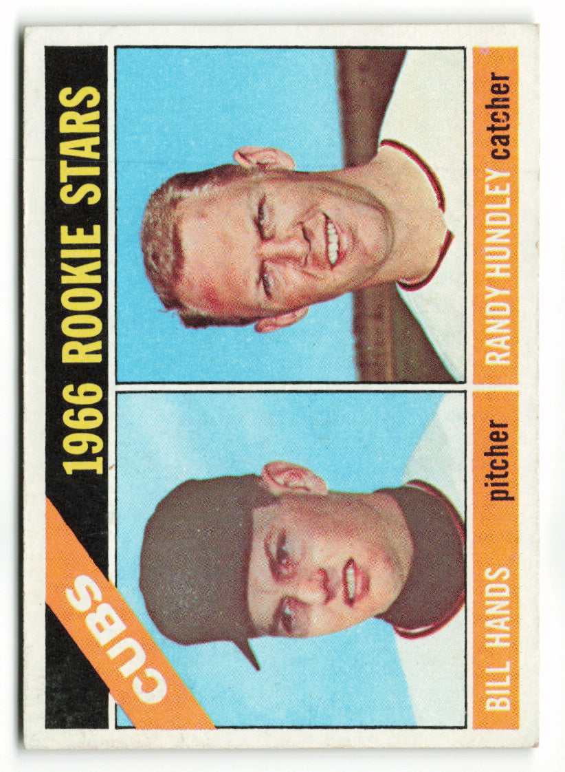 1966 Topps #392 Cubs 1966 Rookie Stars (Bill Hands / Randy Hundley) RC