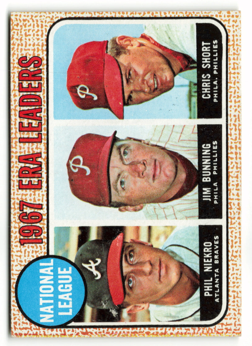 1968 Topps #007 ERA Leaders (Niekro/Bunning/Short)