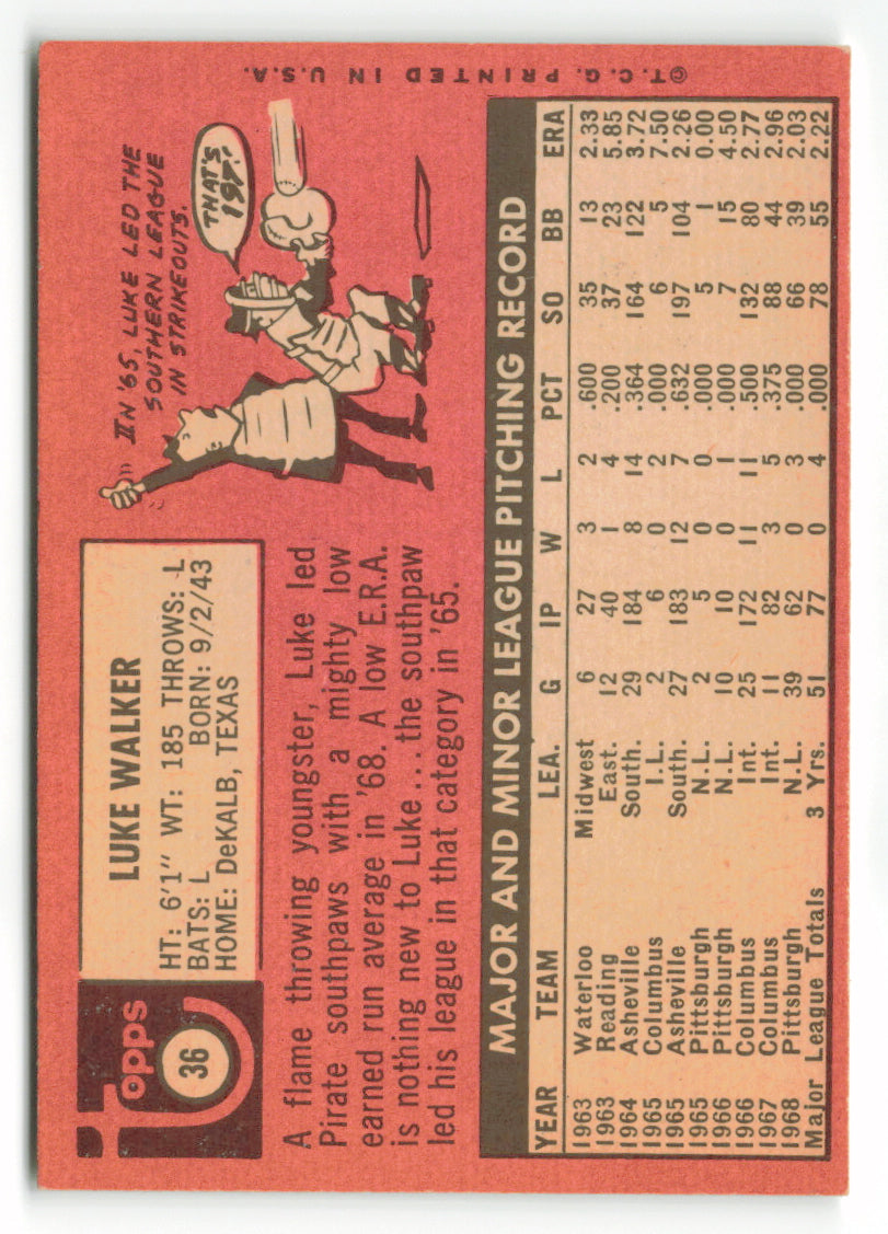 1969 Topps #036 Luke Walker