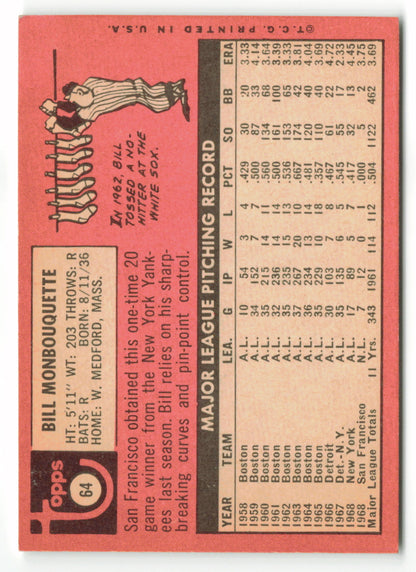 1969 Topps #064 Bill Monbouquette