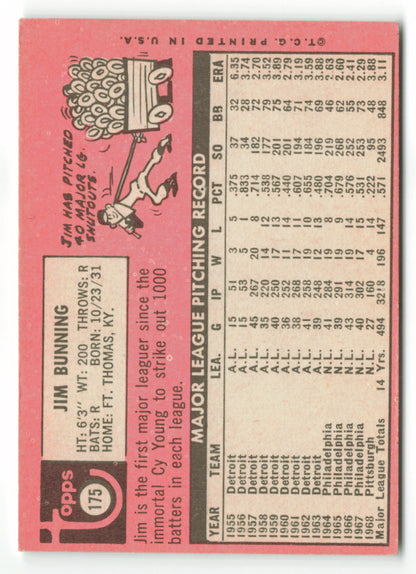 1969 Topps #175 Jim Bunning