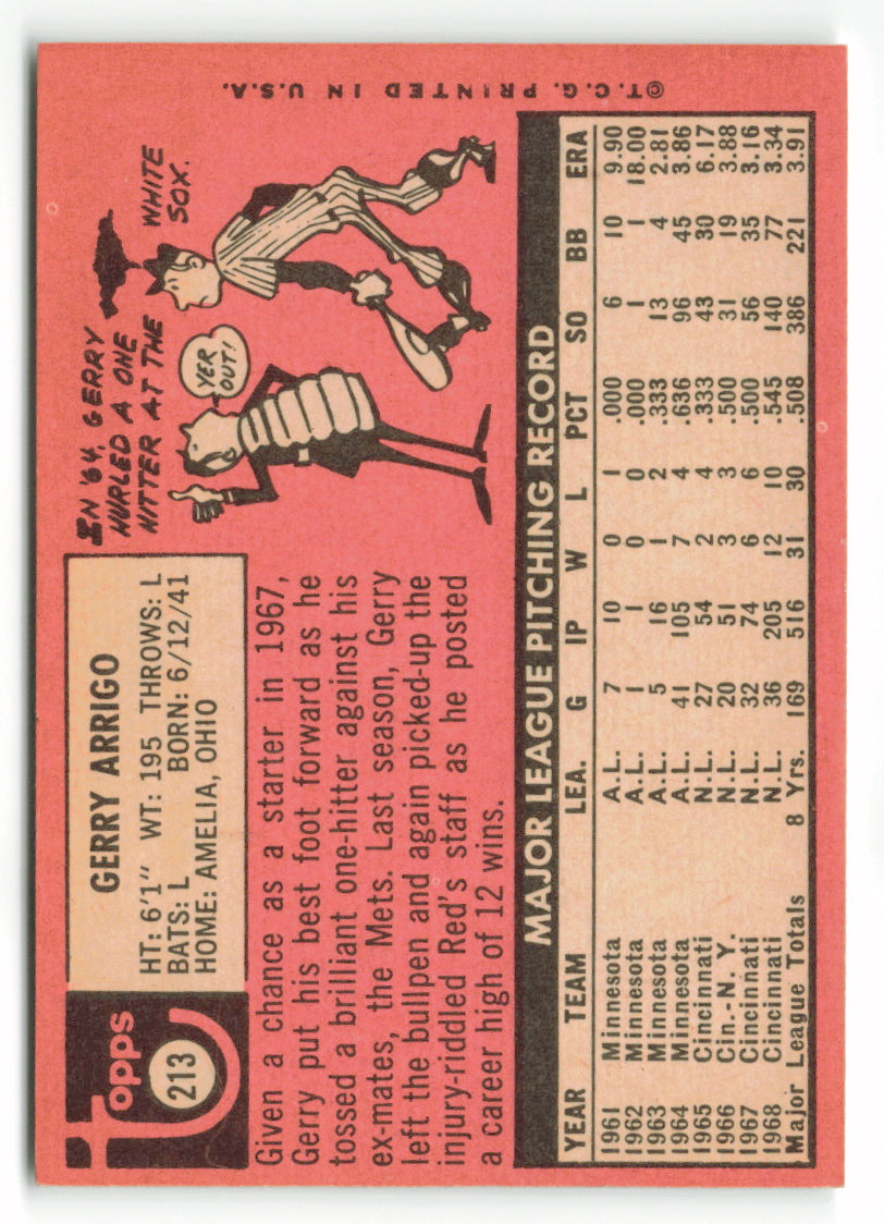 1969 Topps #213 Gerry Arrigo