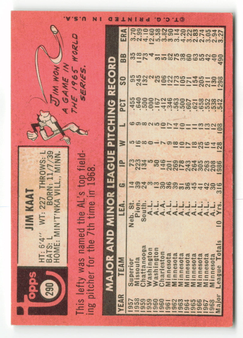 1969 Topps #290 Jim Kaat