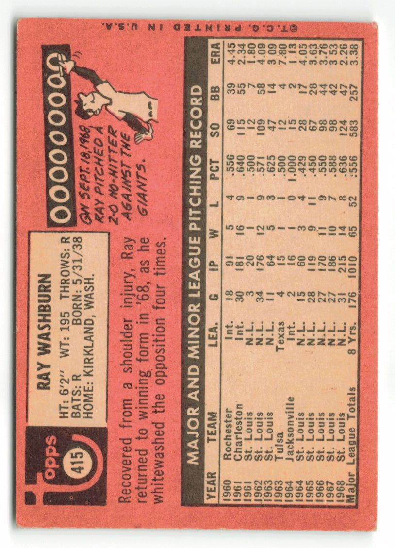 1969 Topps #415 Ray Washburn