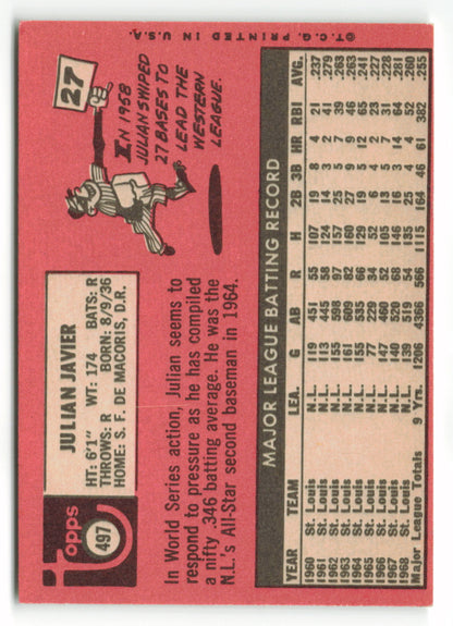 1969 Topps #497 Julian Javier