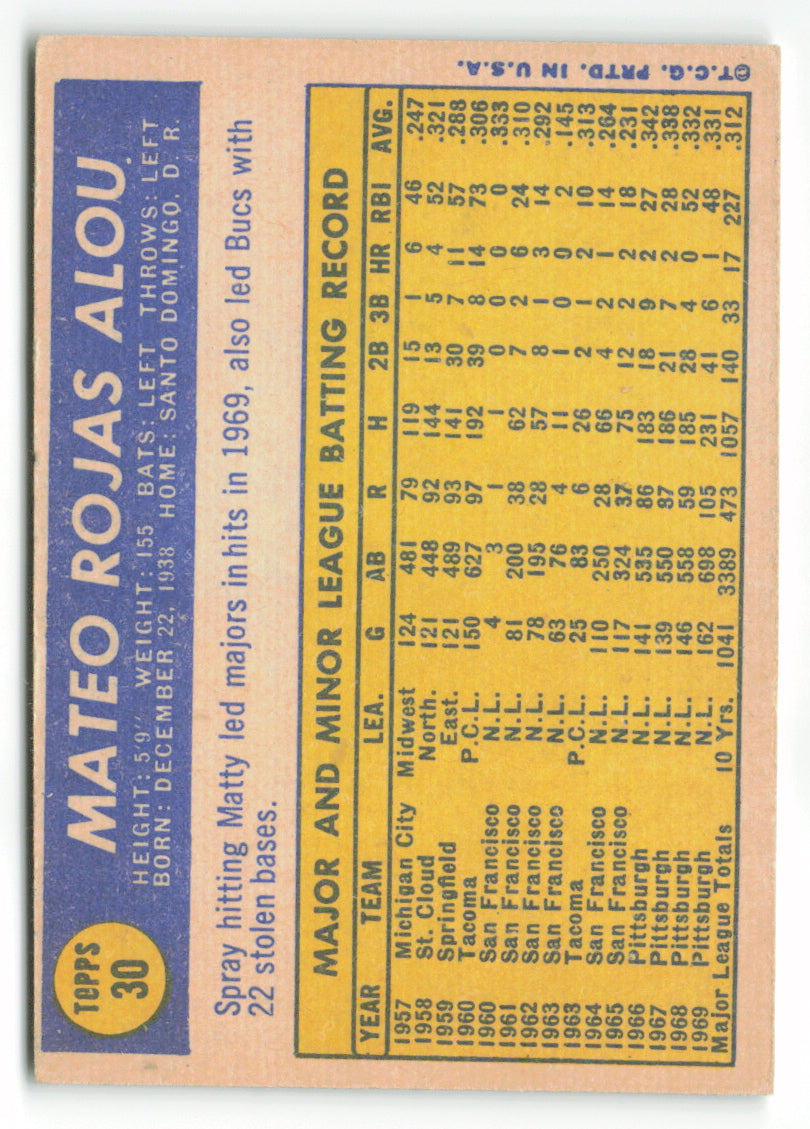 1970 Topps #030 Matty Alou