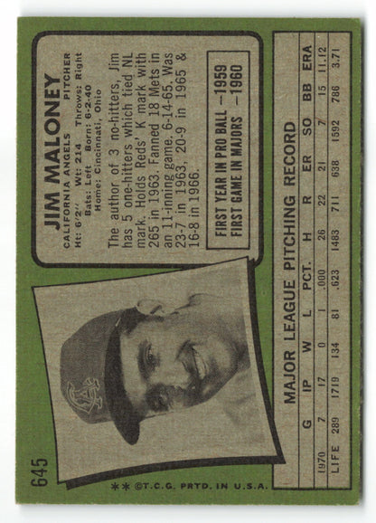 1971 Topps #645 Jim Maloney SP