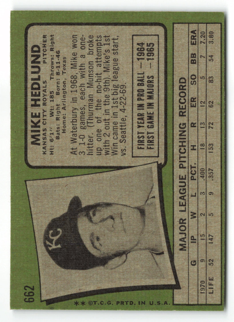 1971 Topps #662 Mike Hedlund SP