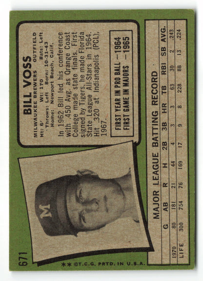 1971 Topps #671 Bill Voss SP