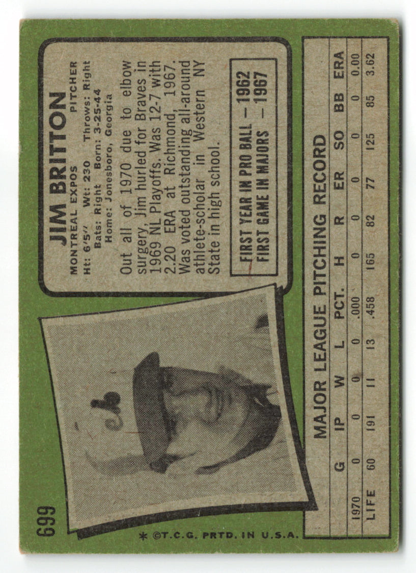 1971 Topps #699 Jim Britton