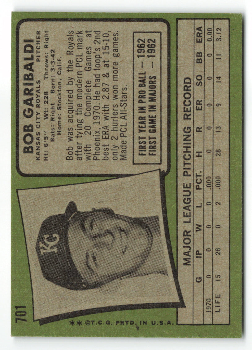 1971 Topps #701 Bob Garibaldi