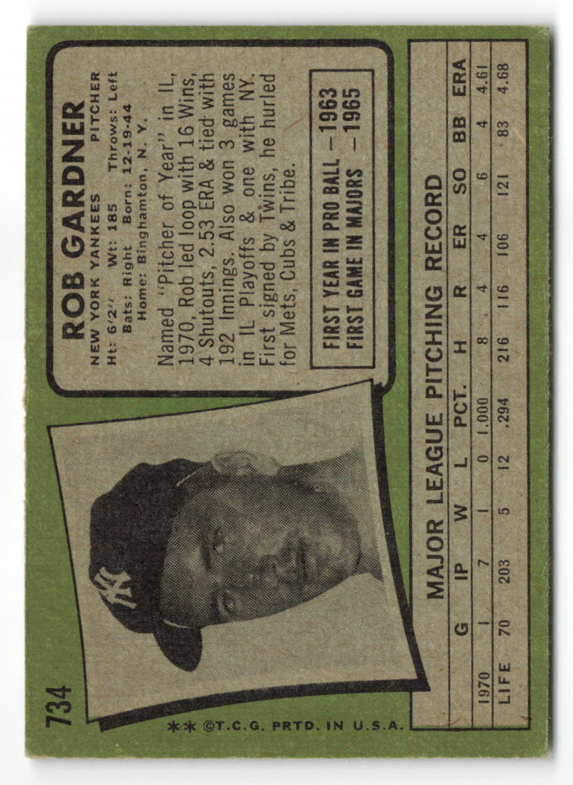 1971 Topps #734 Rob Gardner SP