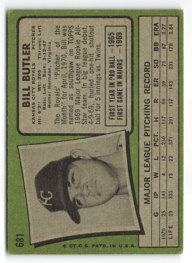 1971 Topps #681 Bill Butler