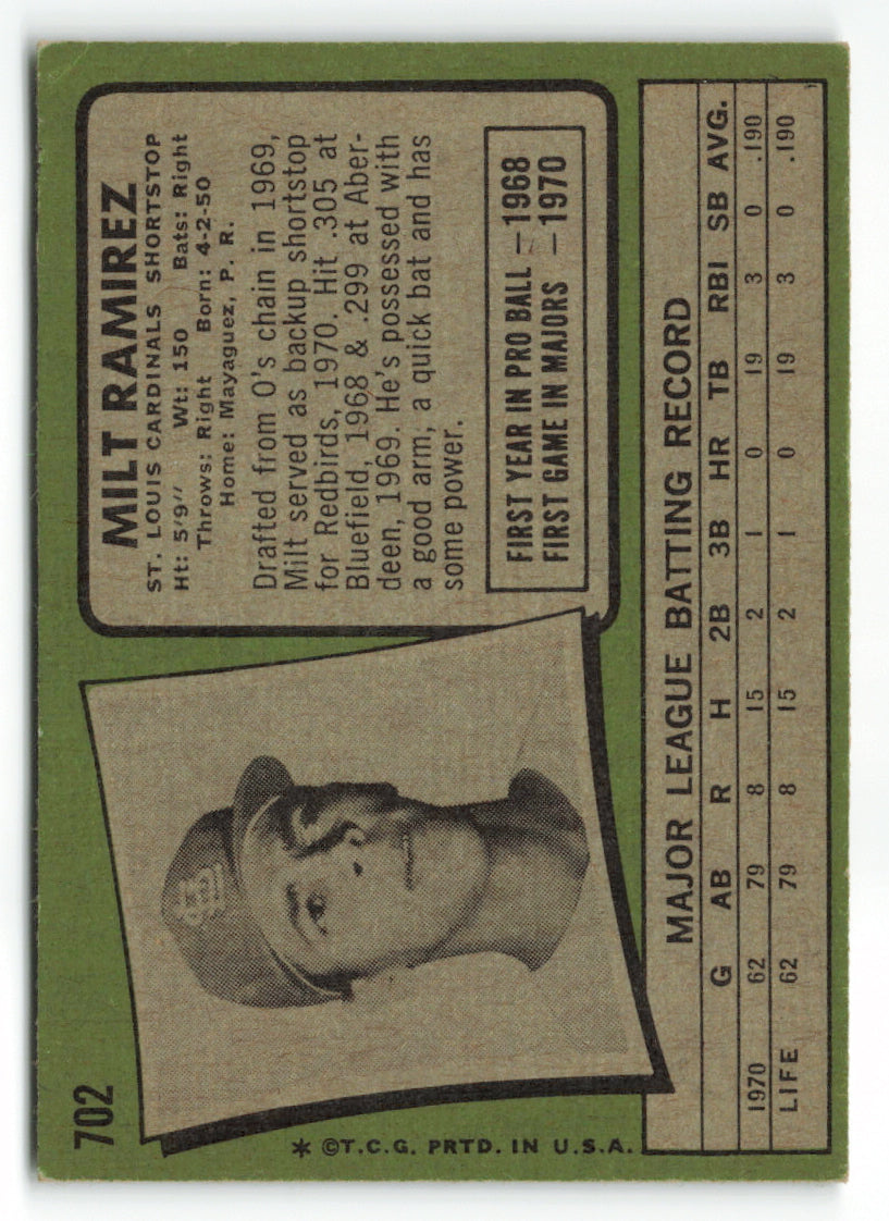 1971 Topps #702 Milt Ramirez