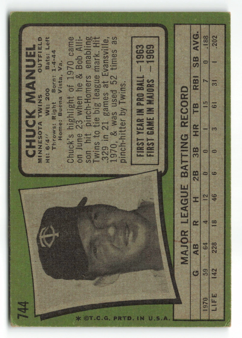 1971 Topps #744 Chuck Manuel SP