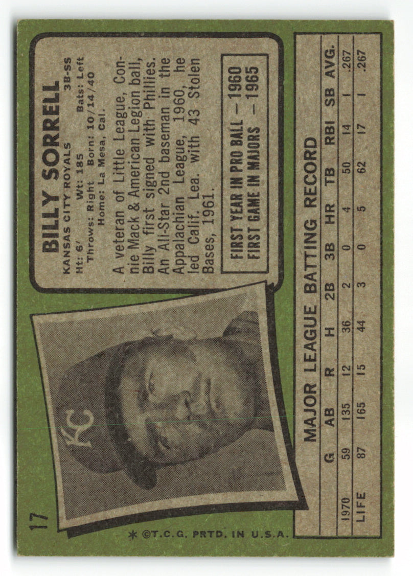 1971 Topps #017 Billy Sorrell