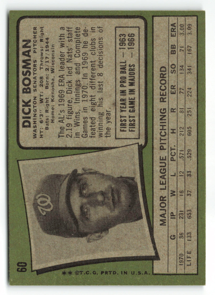 1971 Topps #060 Dick Bosman