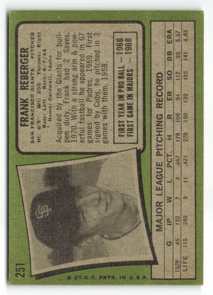 1971 Topps #251 Frank Reberger