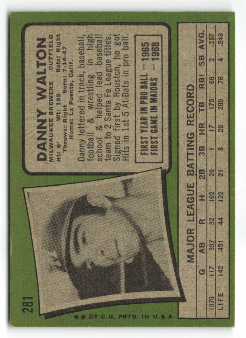 1971 Topps #281 Danny Walton