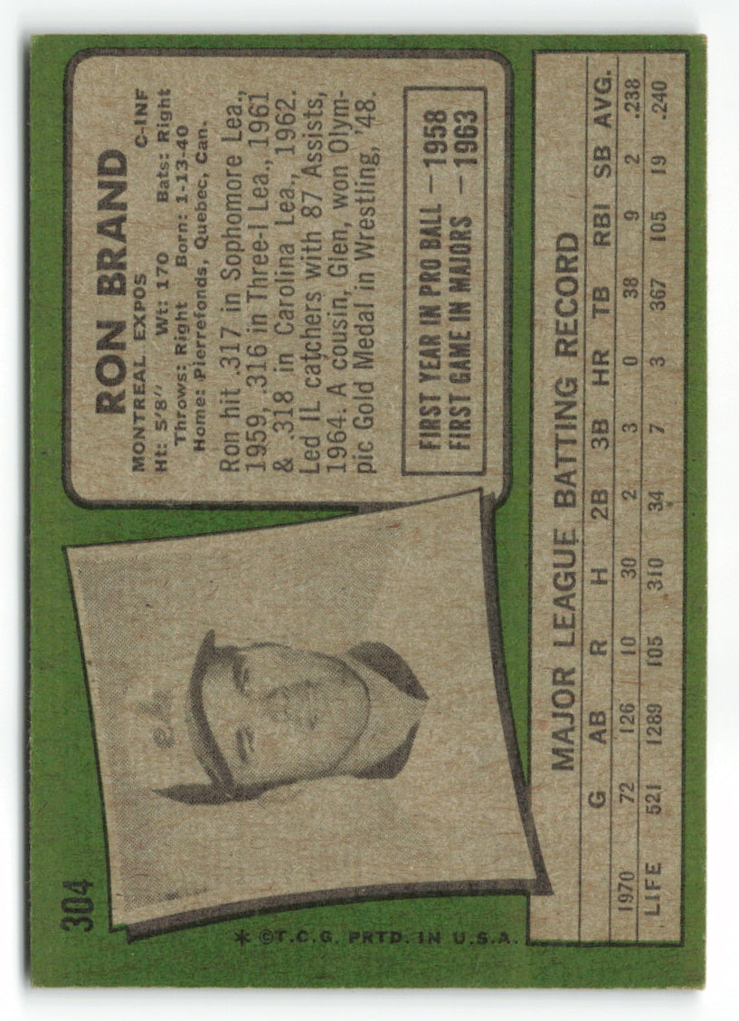 1971 Topps #304 Ron Brand